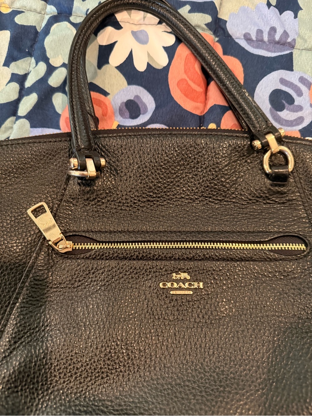 Coach Black Leather Bag with Gold-Tone Accents - Picture 2 of 3